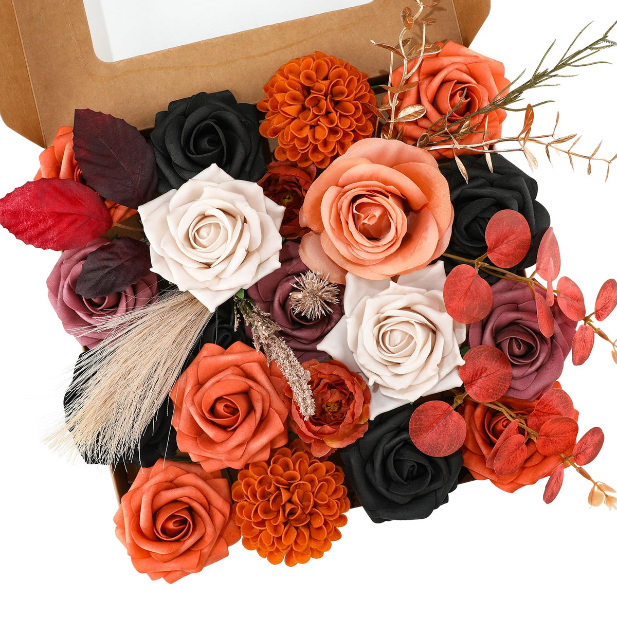 Floweroyal Artificial Flowers Combo Purple Flowers Mix Silk Flowers Dahlia Roses with Stems for DIY Wedding Bridal Bouquets, Baby Shower, Floral Arrangement, Table Centerpieces, Home Decorations.