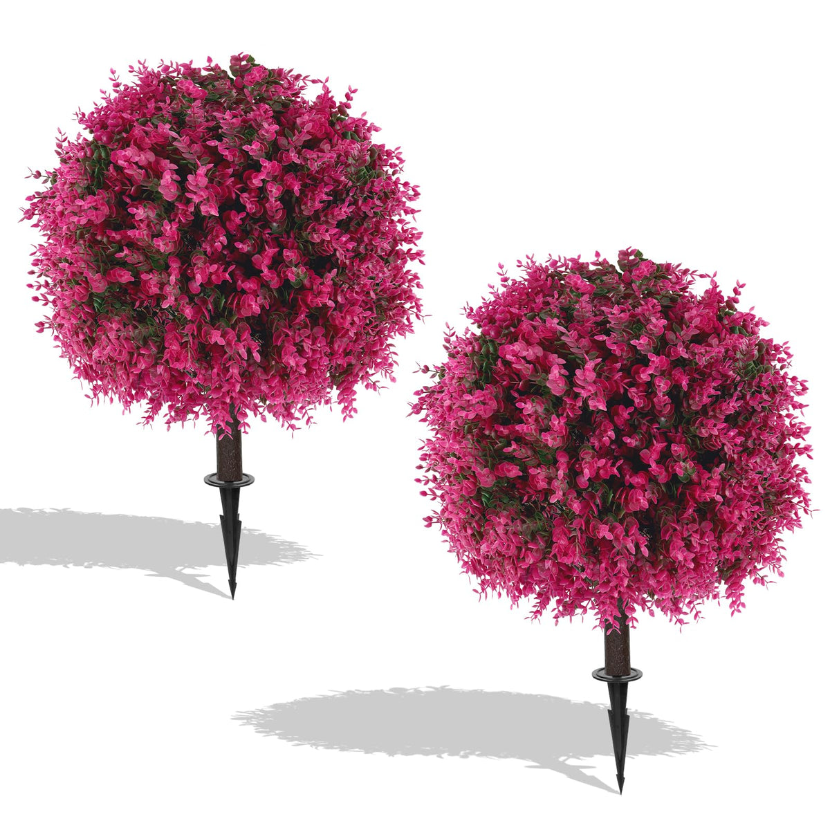 Artificial Boxwood Topiary Ball Lavender, Set of 2 UV Resistant