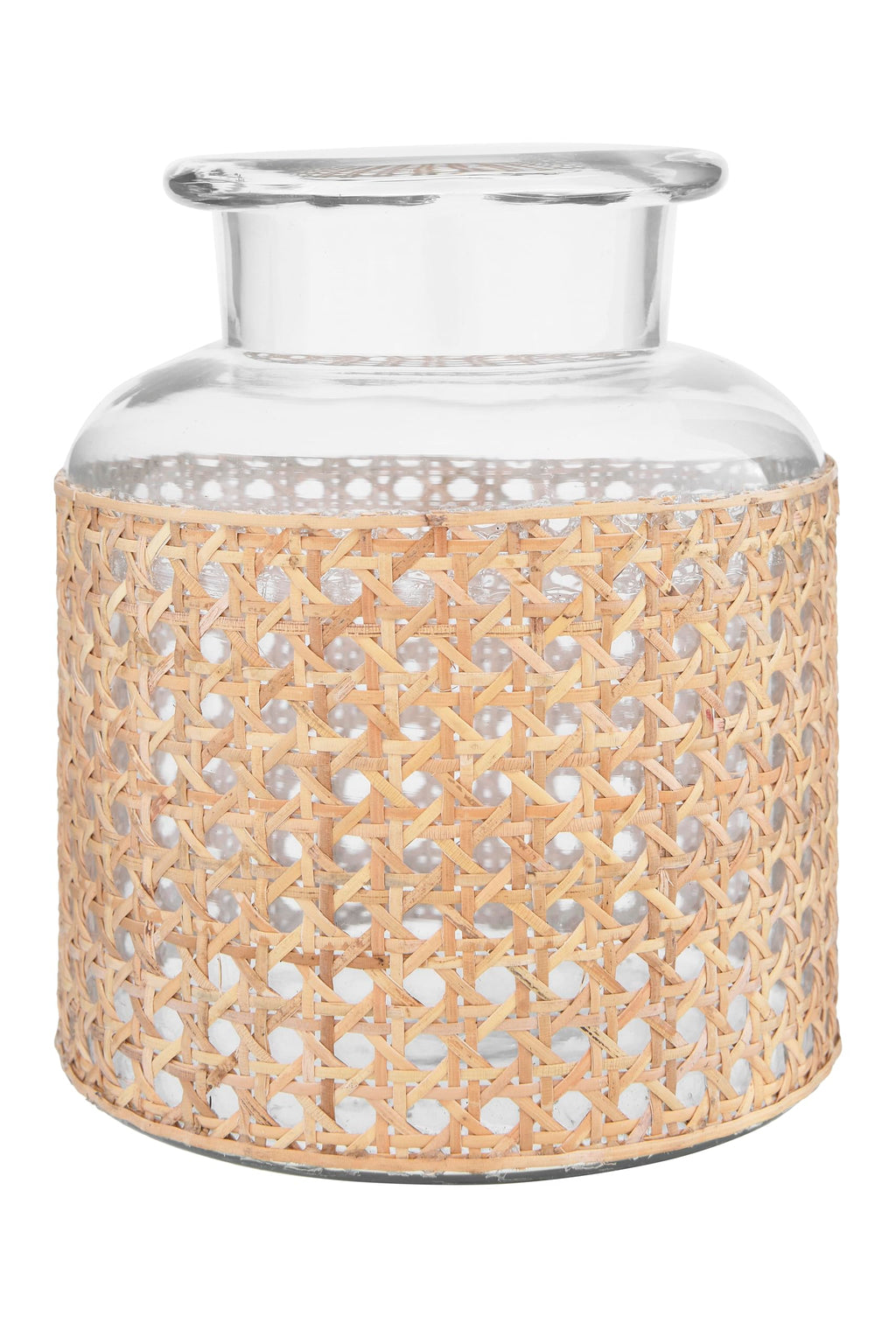 Bloomingville 8"H Glass Vase with Decorative Cane Sleeve