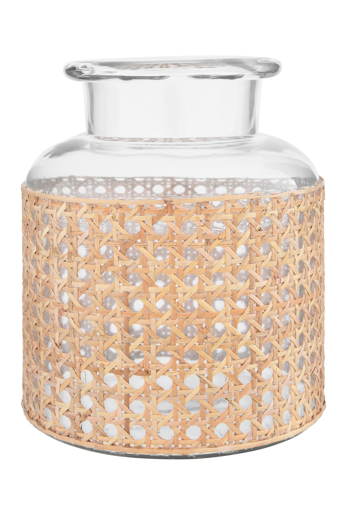 Bloomingville 8"H Glass Vase with Decorative Cane Sleeve
