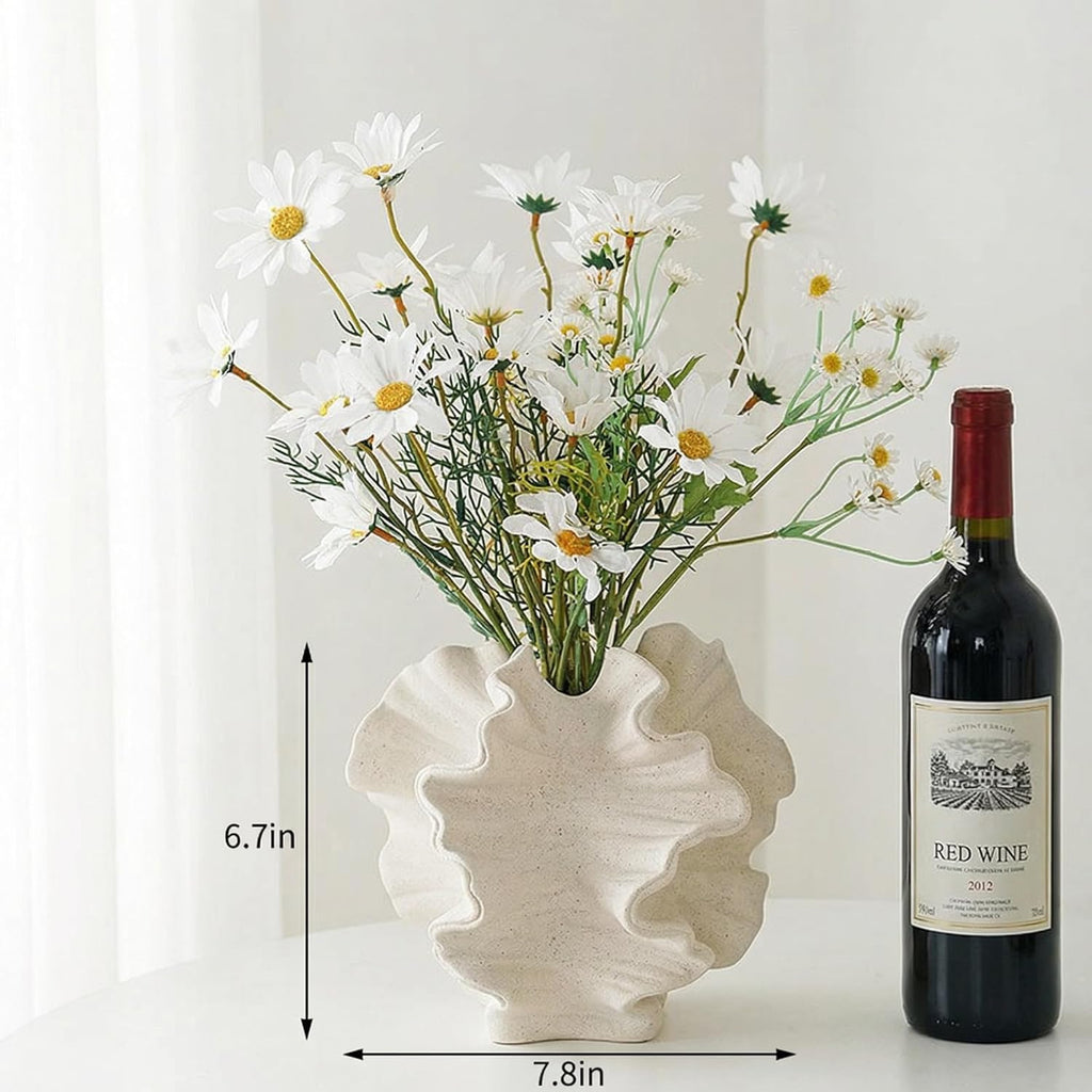 Cream Ceramic Vase, Modern Sculptural Vase with Coral Inspired Design