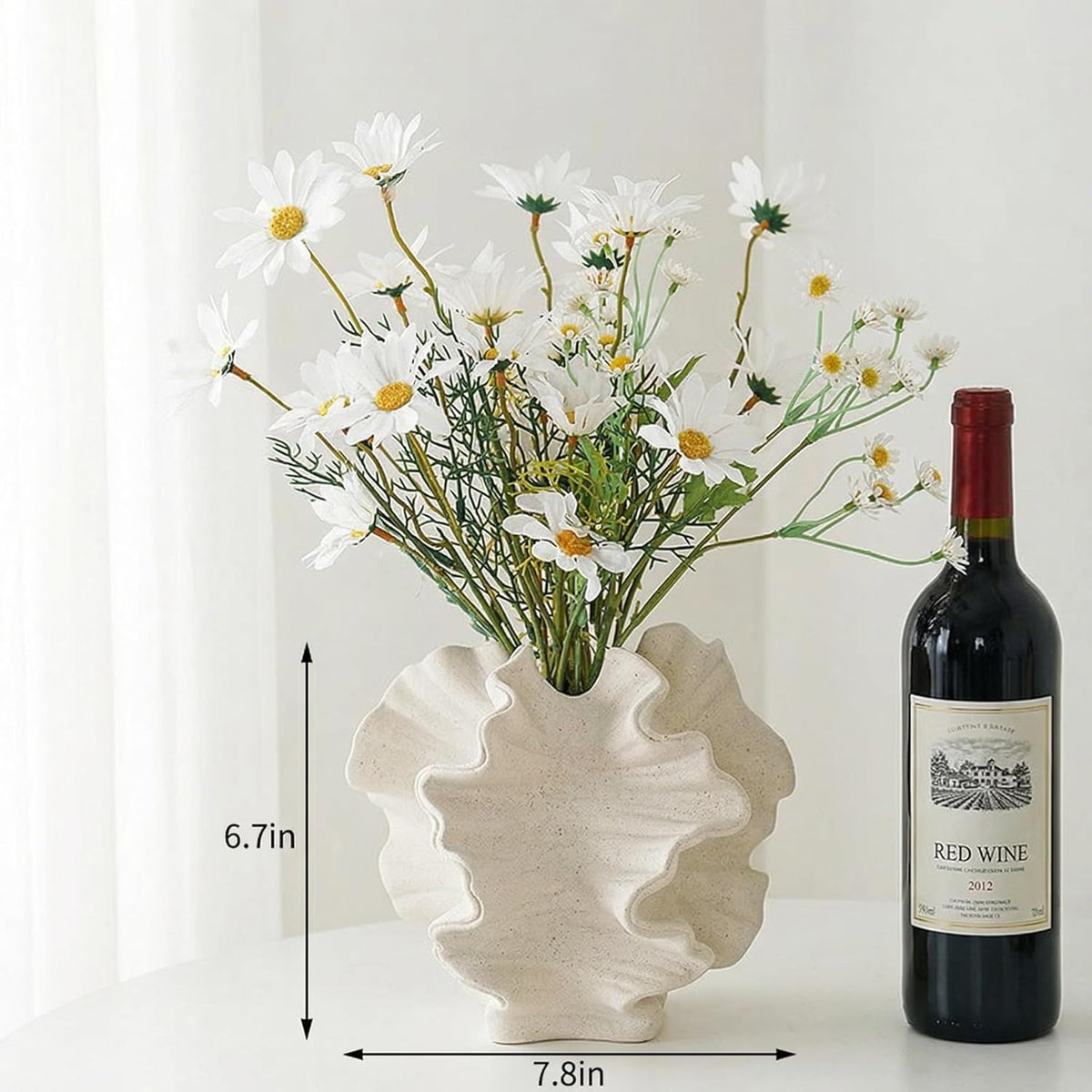 Cream Ceramic Vase, Modern Sculptural Vase with Coral Inspired Design