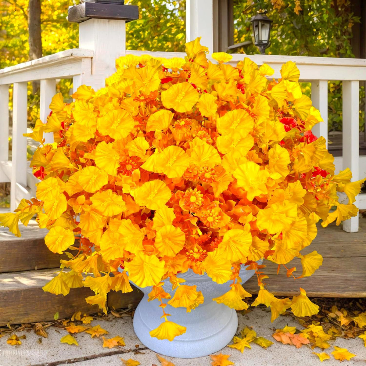 trytuny Artificial Flowers for Outdoor,14 Bundle Fall Realistic Faux Plants UV Resistant Fake Fake Plastic Flowers for Outside Indoor Porch Patio Window Box Planter Home Decor