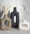 DREAMLOOM Modern Modern Ceramic Vase Set of 3, Rust