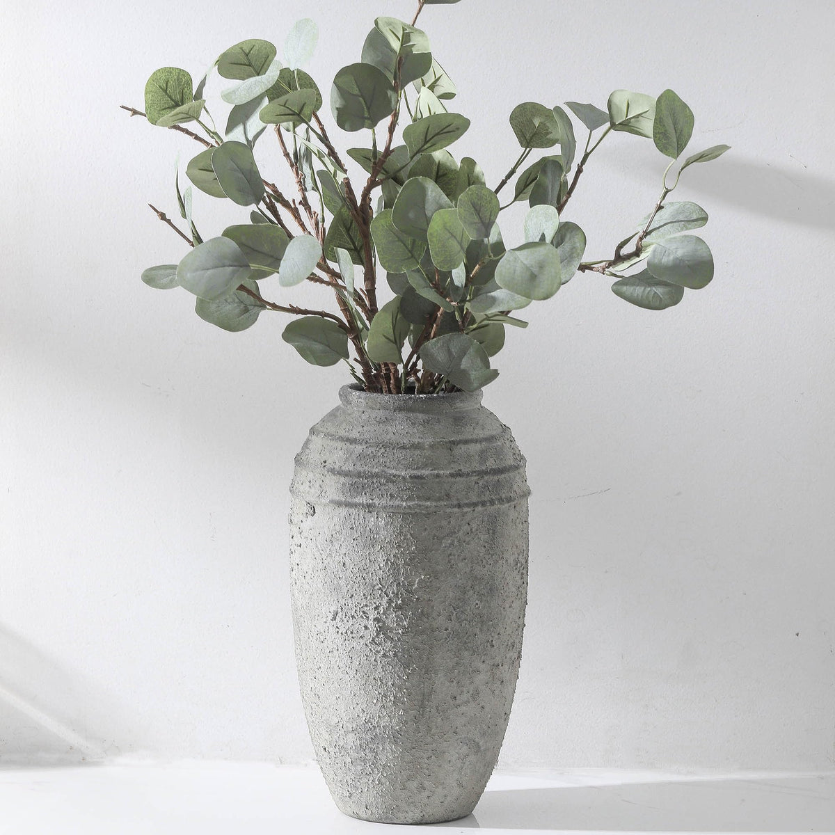 Ceramic Flower Vase, 11.41 Inch Tall Farmhouse Vase with Handles
