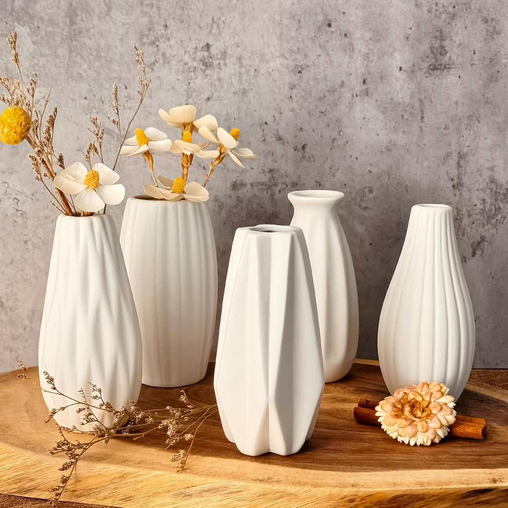 White Vase Set of 12, Small White Bulk Bud Vases for Pampas Grass for Wedding Table Centerpieces Decoration, Modern Boho for Rustic Vase.