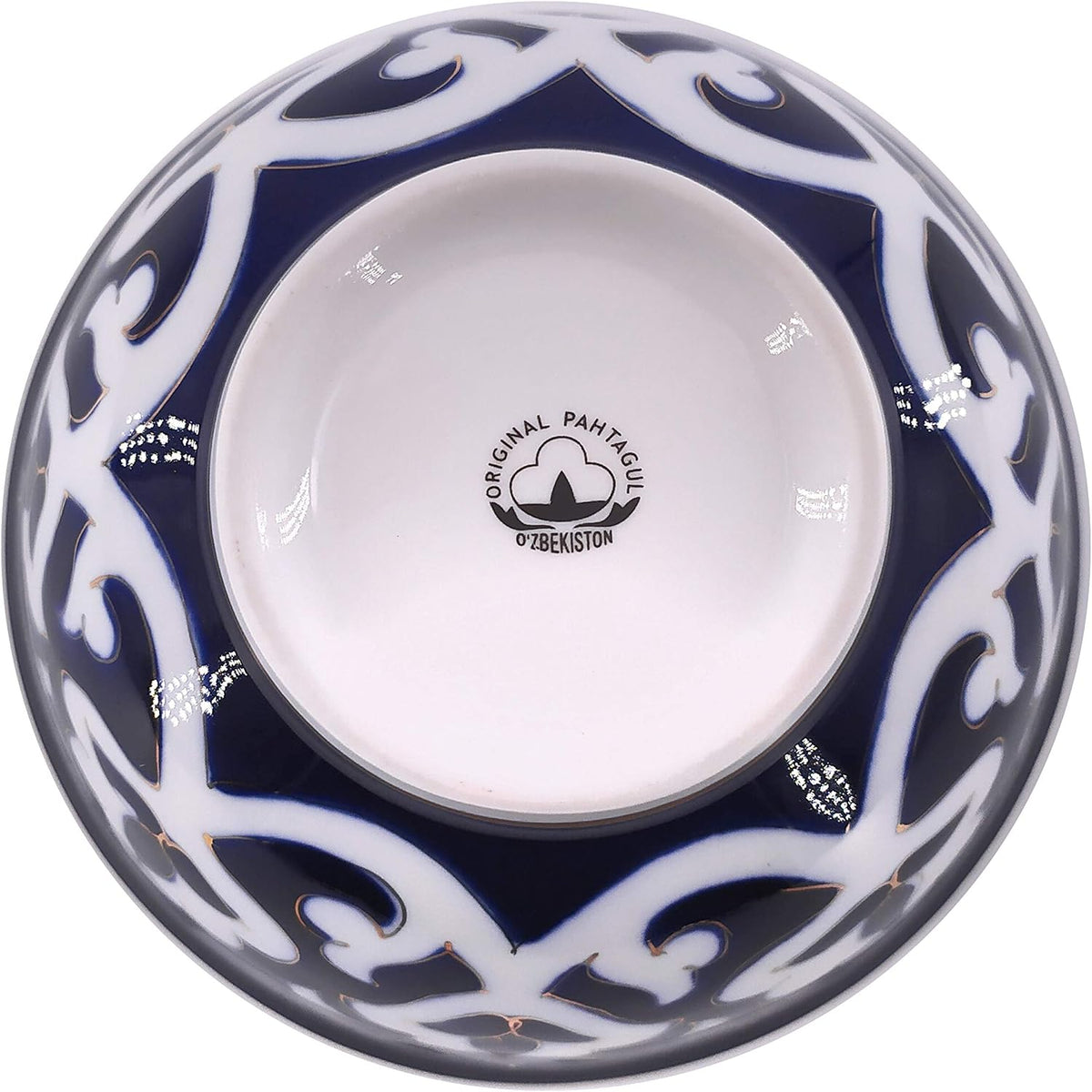 Popular Blue Uzbek Cotton Pattern Pakhta Ceramic Bowl 500 ml (16.9 oz) Uzbekistan Ceramics + Free Popular Uzbek Recipe Ebooks