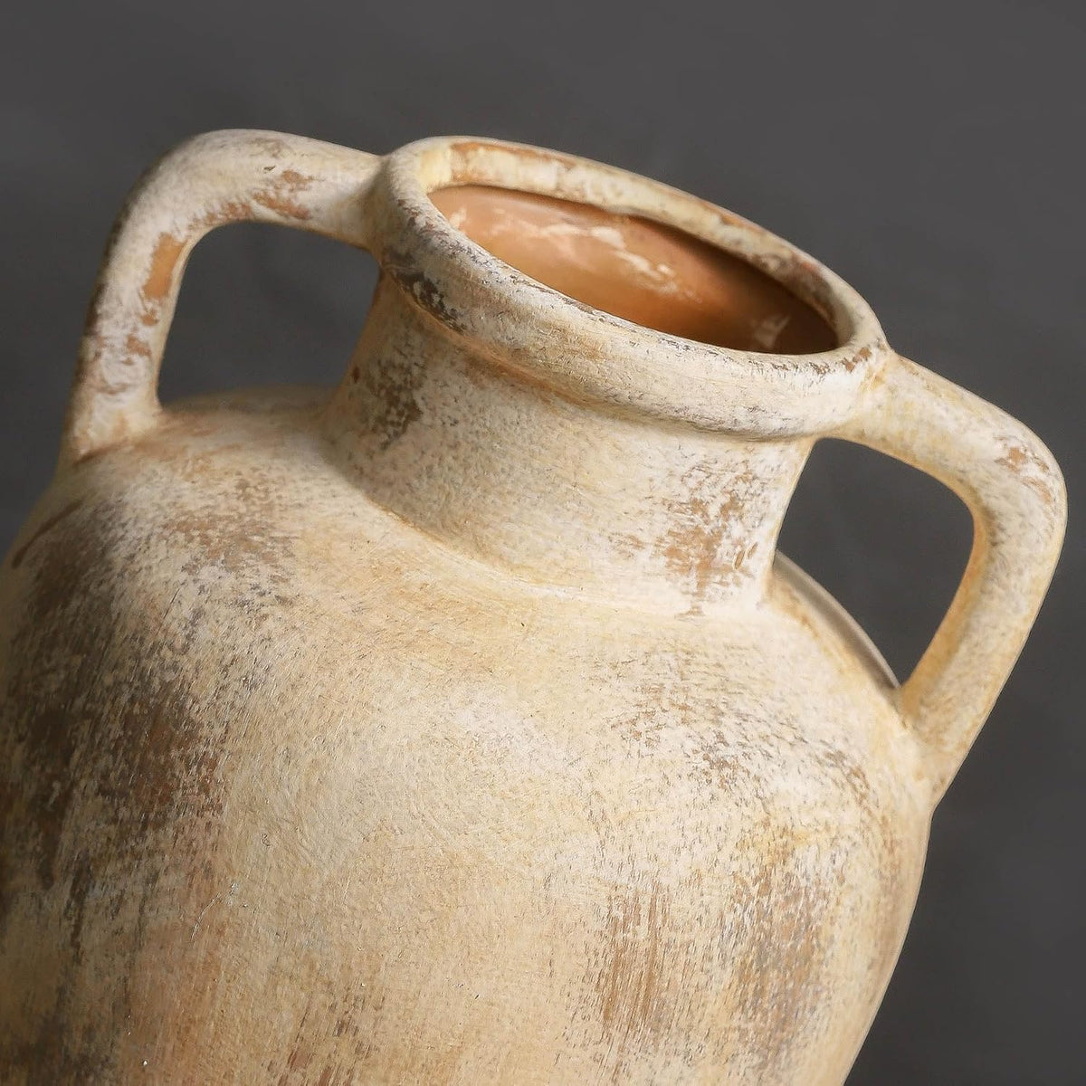 Ceramic Flower Vase, 11.41 Inch Tall Farmhouse Vase with Handles