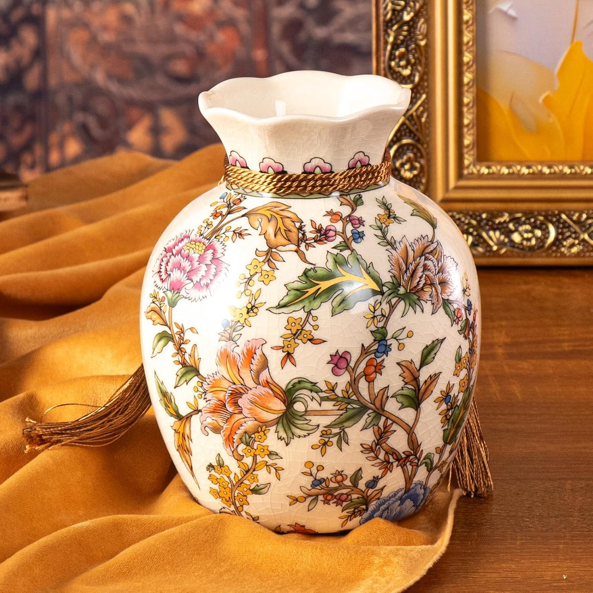 KAMMAK Colored Ceramic Vase, Beautiful Hand-Painted Decorative Vase, LZ038