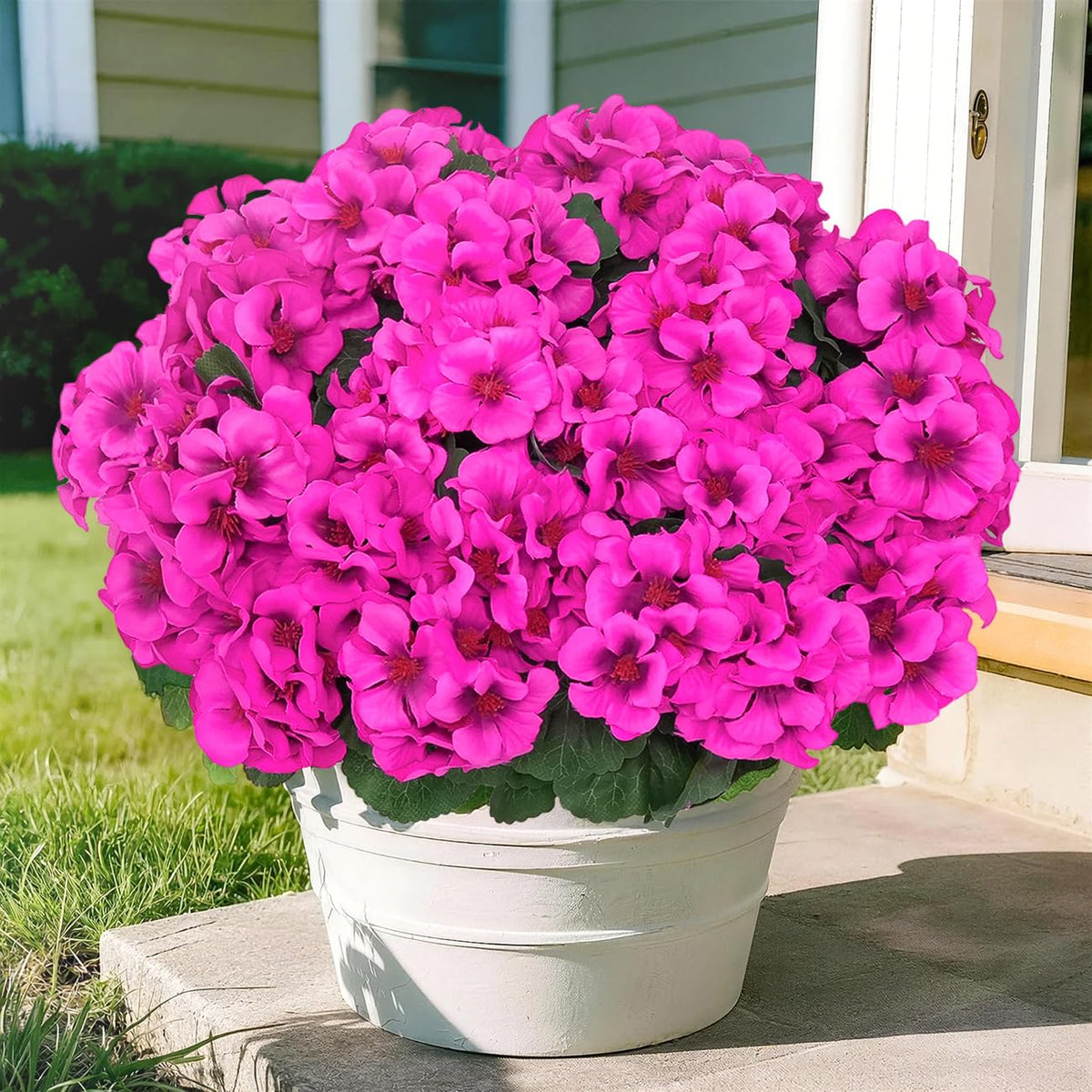 8 Pcs Artificial Geraniums Flowers for Outdoor Decor