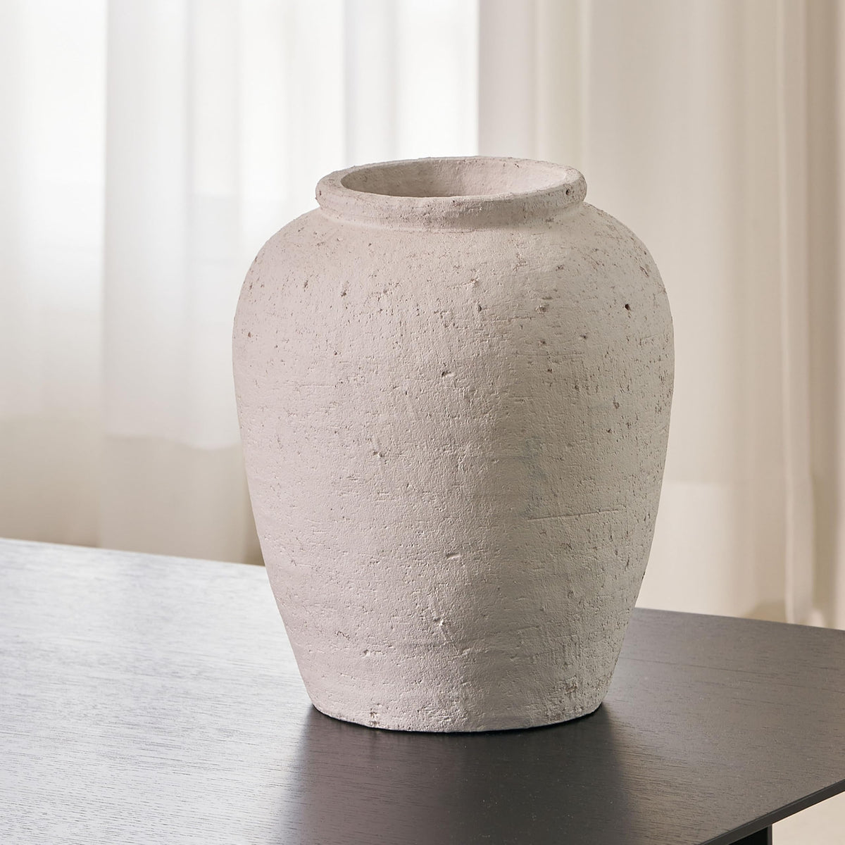 LB2 White Ceramic Large Vase, 11.8" Tall Zen Style, Terra Cotta Pitcher Vase, Distressed Farmhouse Decor, Pottery Decorative Flower for Home Decor (A - White 11.8")