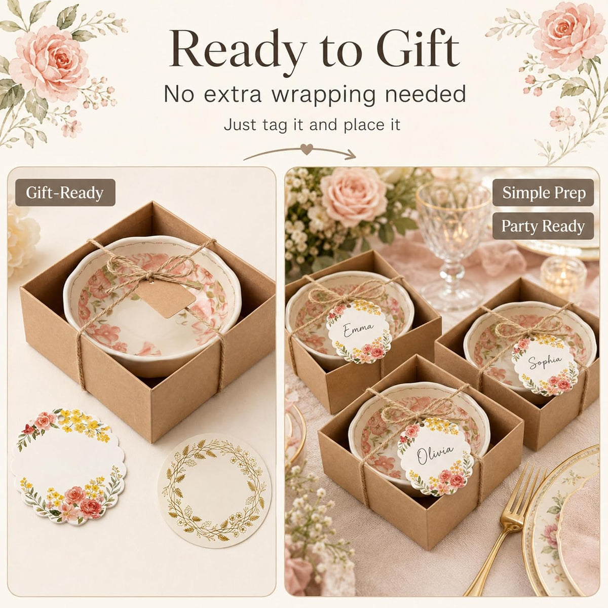 bridal shower gifts for guests 10 Pack Mini Floral Ceramic Dishes 3.9 Inch