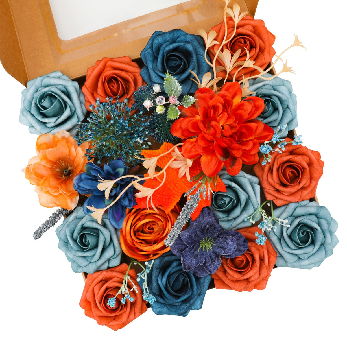 Floweroyal Artificial Flowers Combo Purple Flowers Mix Silk Flowers Dahlia Roses with Stems for DIY Wedding Bridal Bouquets, Baby Shower, Floral Arrangement, Table Centerpieces, Home Decorations.