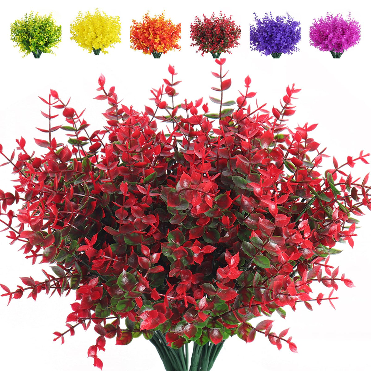 RECUTMS Artificial Flowers,Fake Boxwood Outdoor UV Resistant Plants,8 Packs