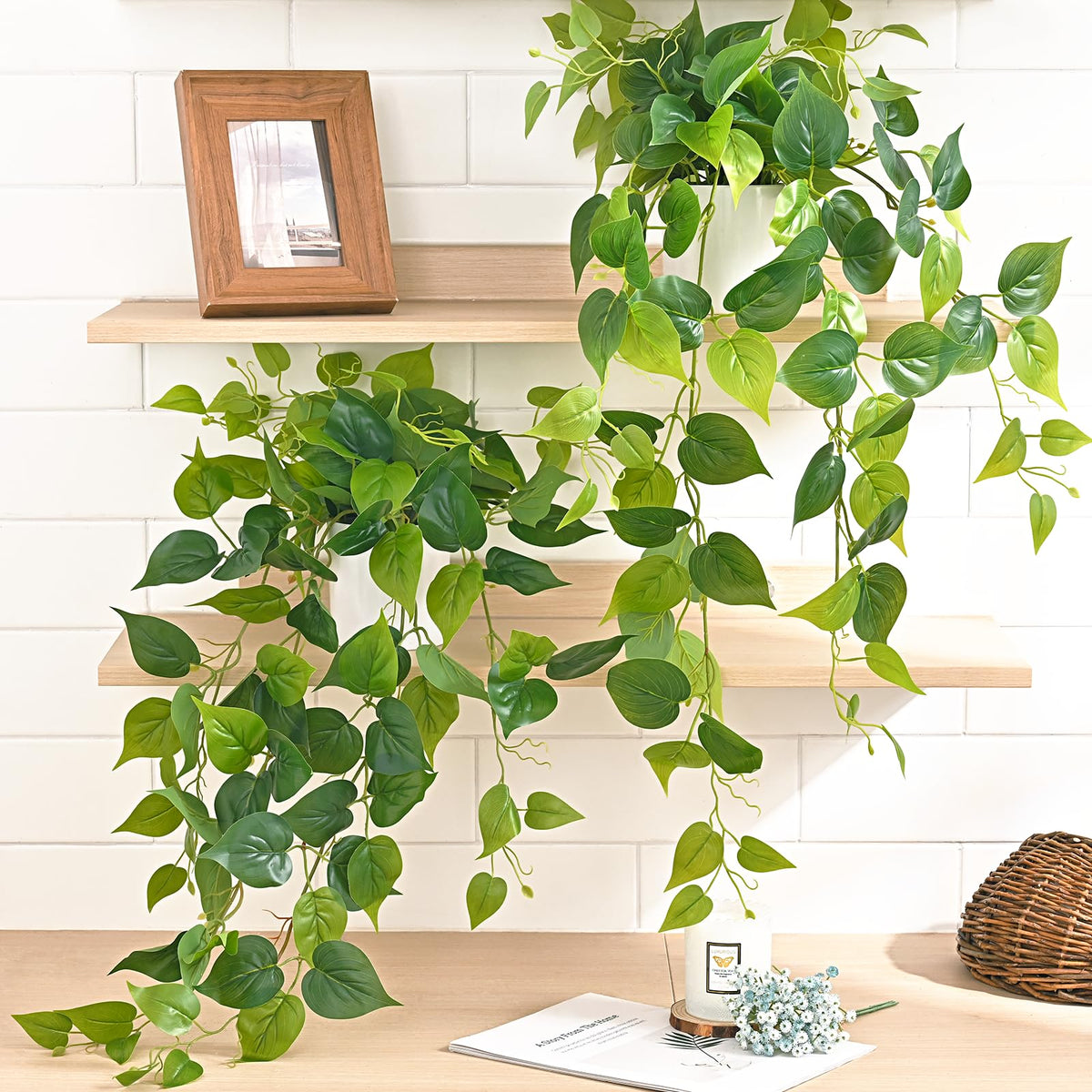 Fake Plants, Artificial Plants Indoor, 34" Fake Hanging Pothos Vines, 1Pc