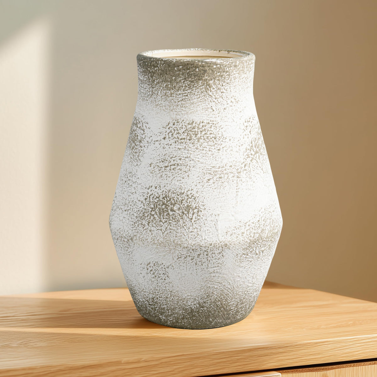 Rustic Farmhouse Ceramic Vase, 10 Inch