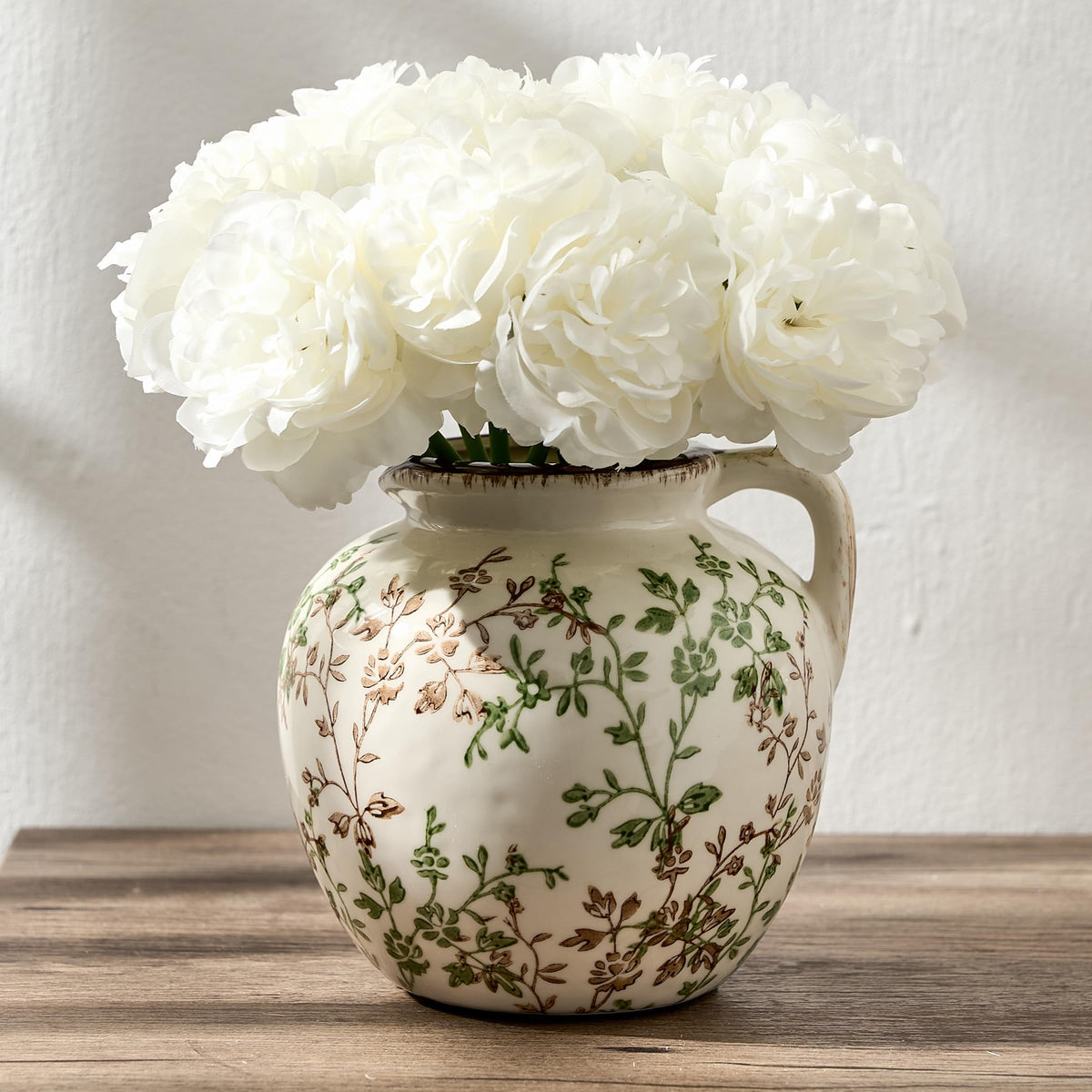 5.39 Inch Vintage Brown Chinoiserie Floral Vase, Antique Rustic Ceramic Vase for Home Decor, Living Room, Bookshelf, Office, Entryway, Garden, Chinoiserie Decor, Tuscan Decor
