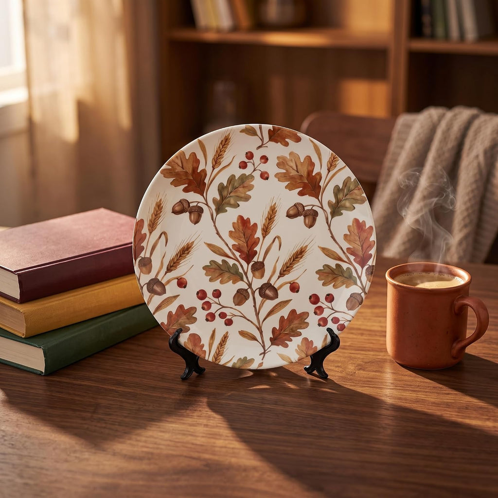Decorative Plates 8" Fall Decor Acorn Wall Plates with Stand