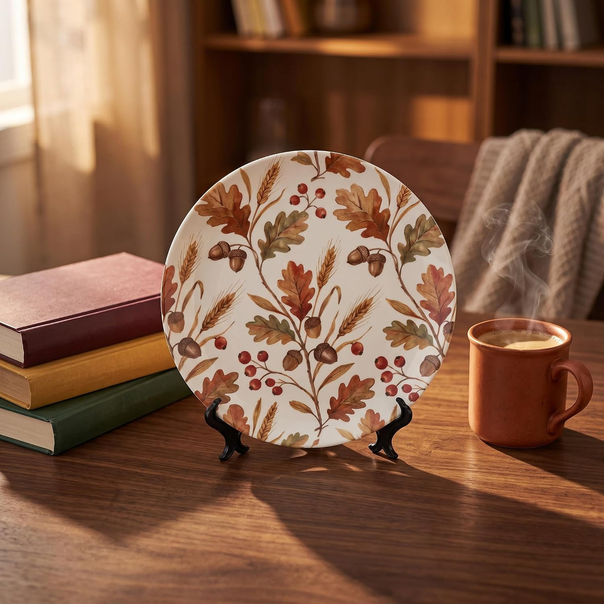 Decorative Plates 8" Fall Decor Acorn Wall Plates with Stand