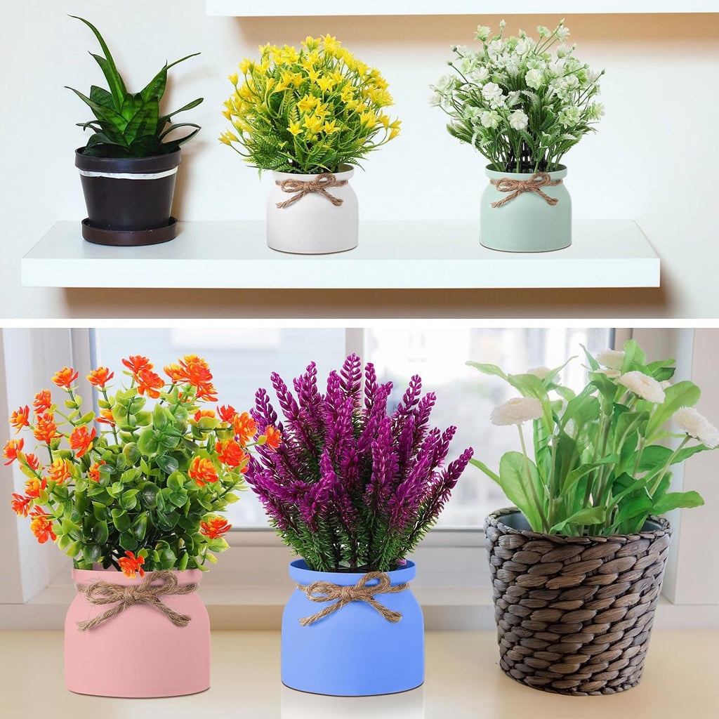 Cindeer 4 Pcs Large Artificial Potted Flowers Classic Potted Plants