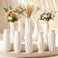 10-Piece 8 Inch White Ceramic Vases Set - Not Glazed Minimalist White Vases for Home Decor, Weddings, Pampas Grass & DIY Crafts | Rustic Matte White Ceramic Vases Bulk