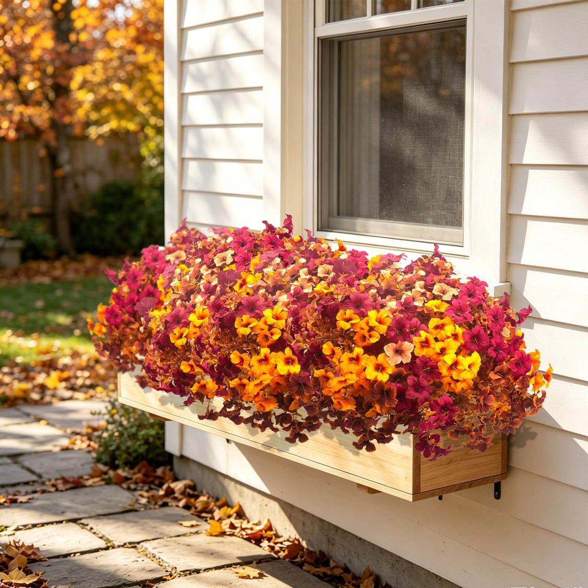 16 PCS Fall Artificial Flowers for Outdoors UV Resistant Faux Petunias