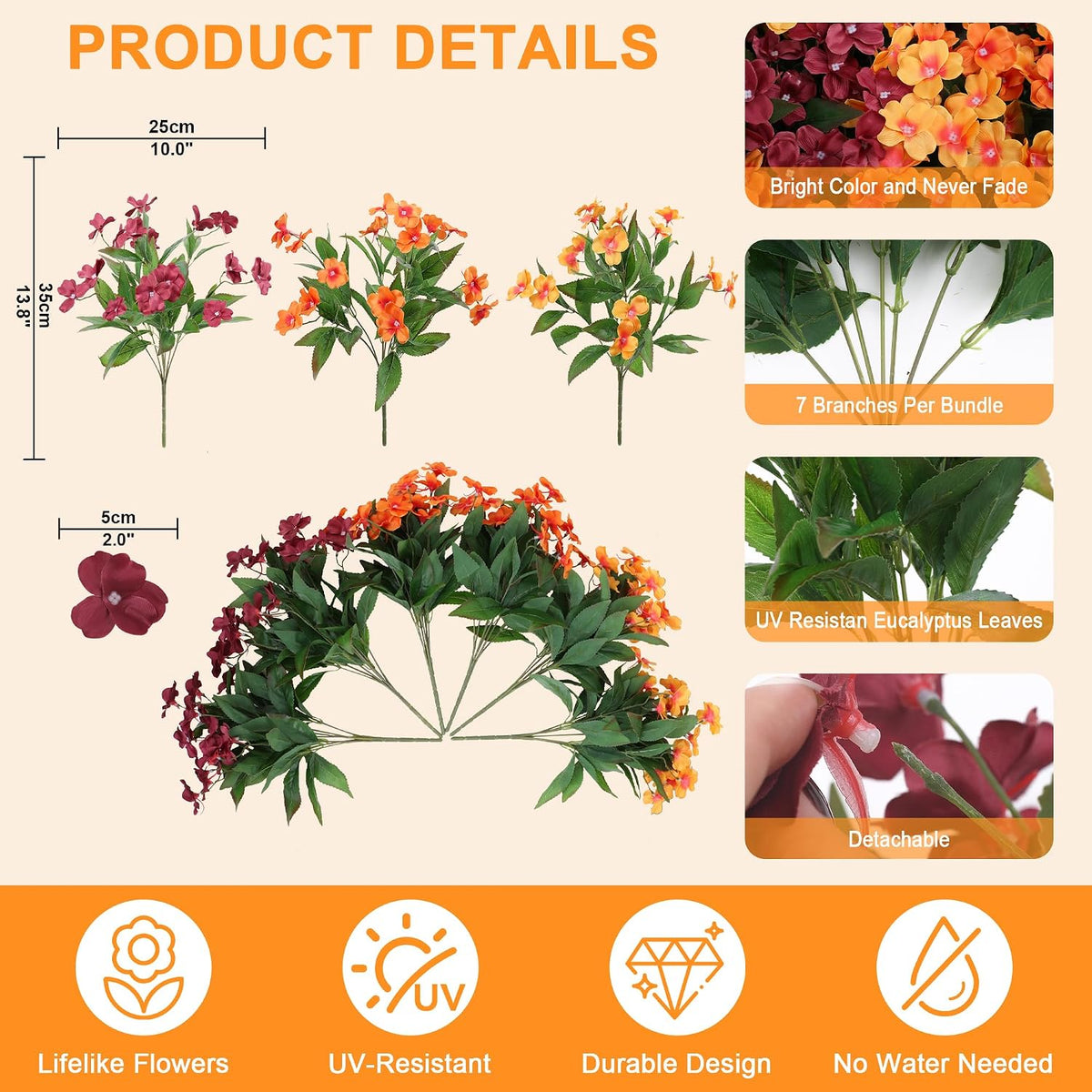 ZFProcess Artificial Fall Flowers for Outdoors Silk Fake Flowers Fall Decor