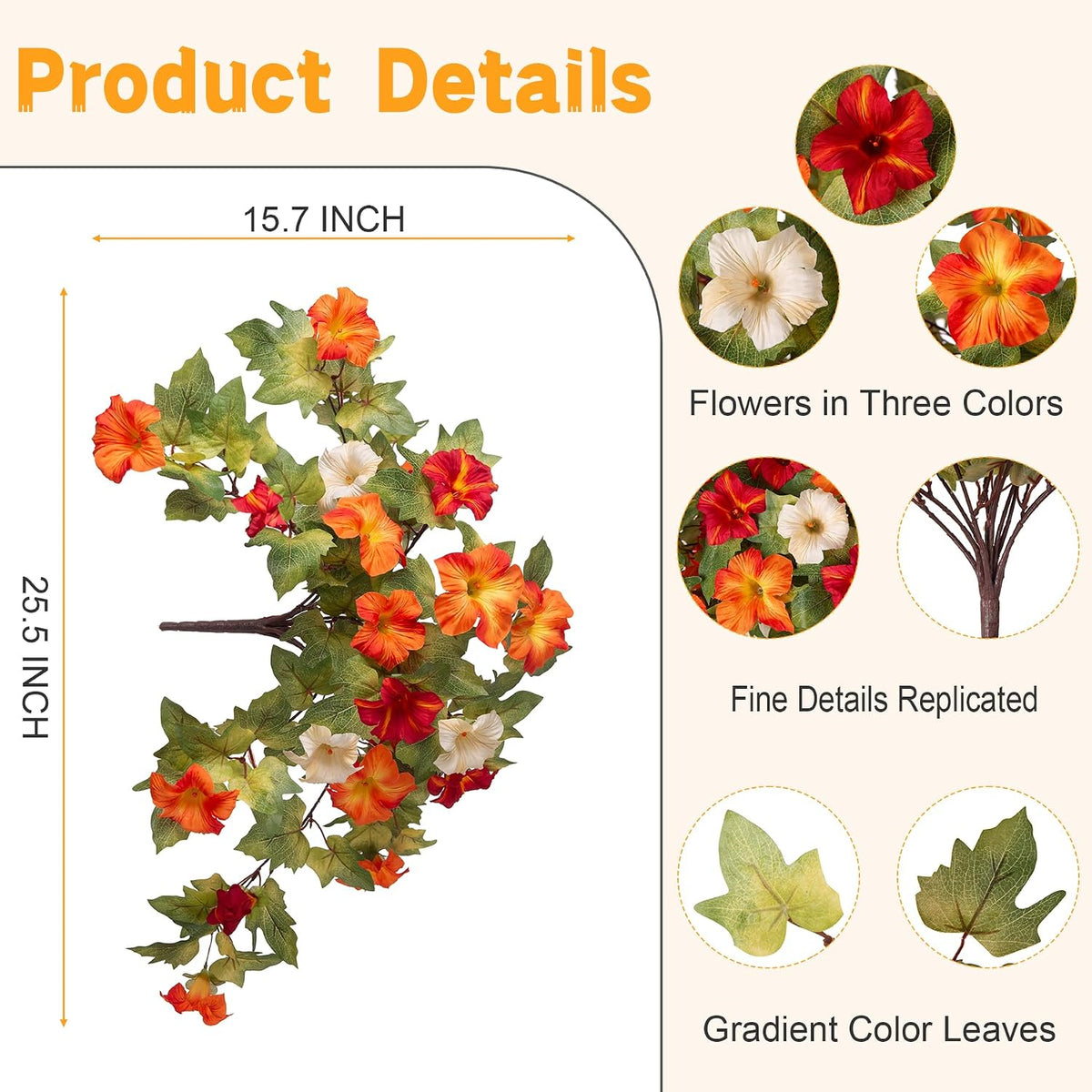 2 Pcs Artificial Fake Fall Petunia Flowers for Outdoor Garden Decor