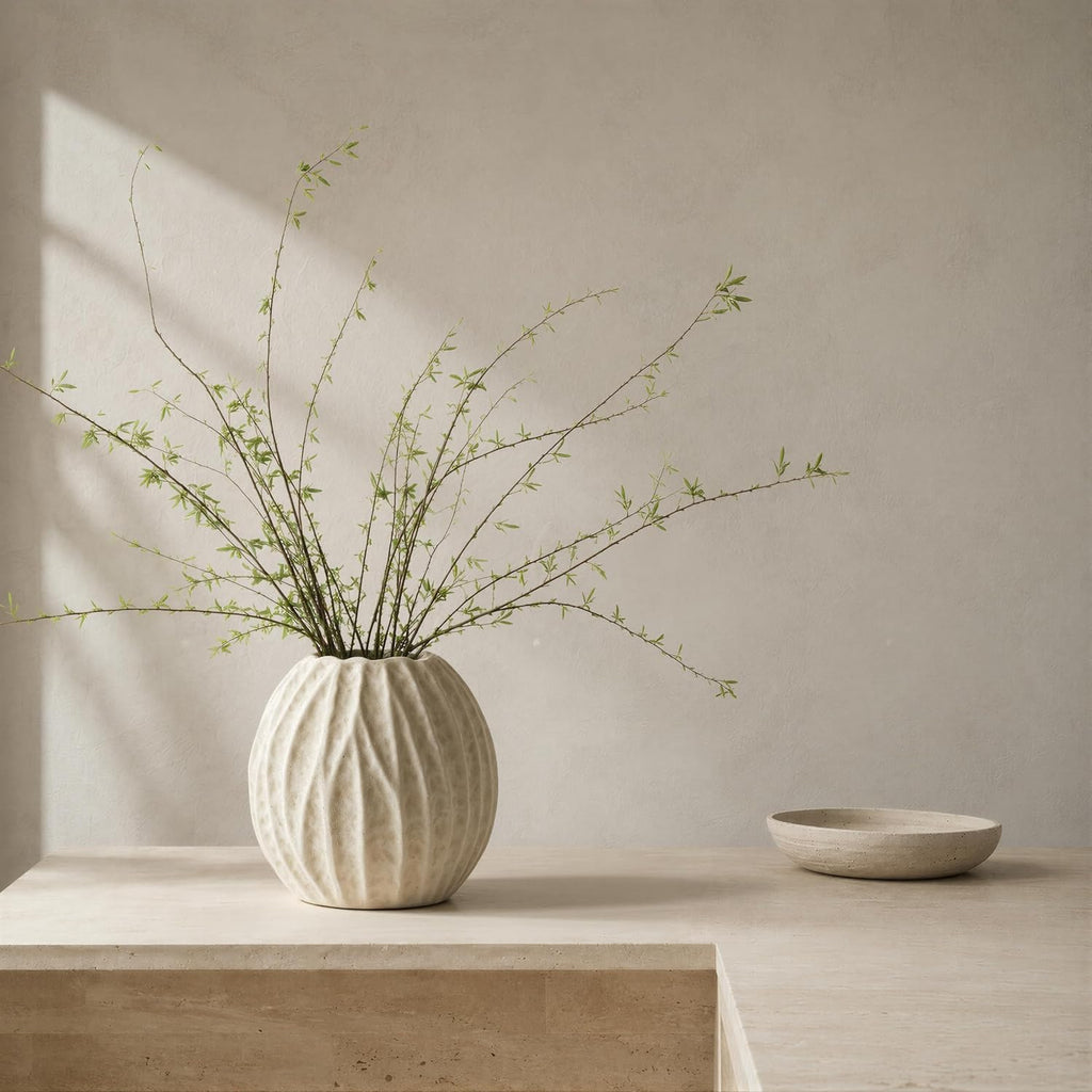 6.3 Inch White Ceramic Vase for Home Decor