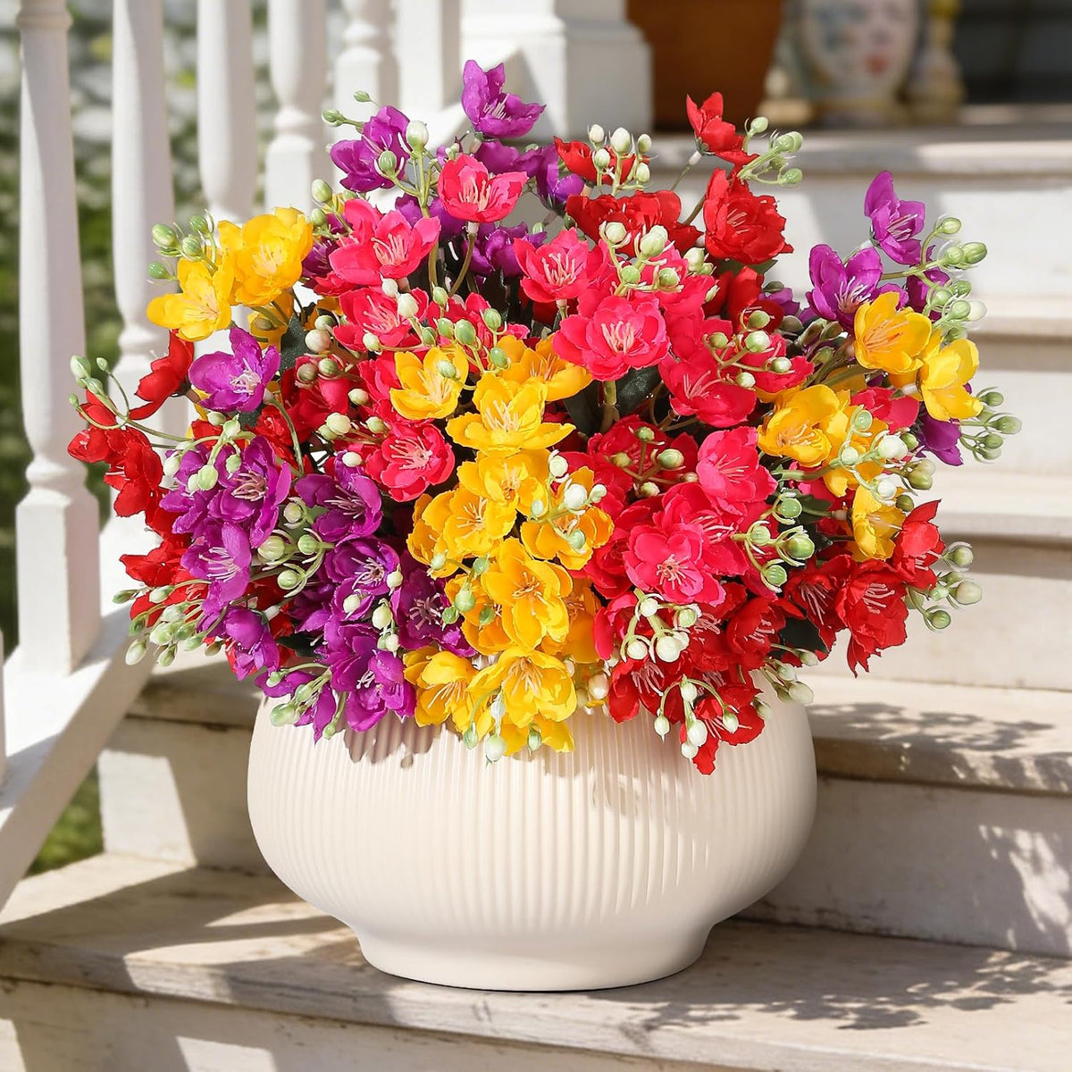 12 Bouquet Artificial Flowers UV Resistant for Outdoors Indoors Decor