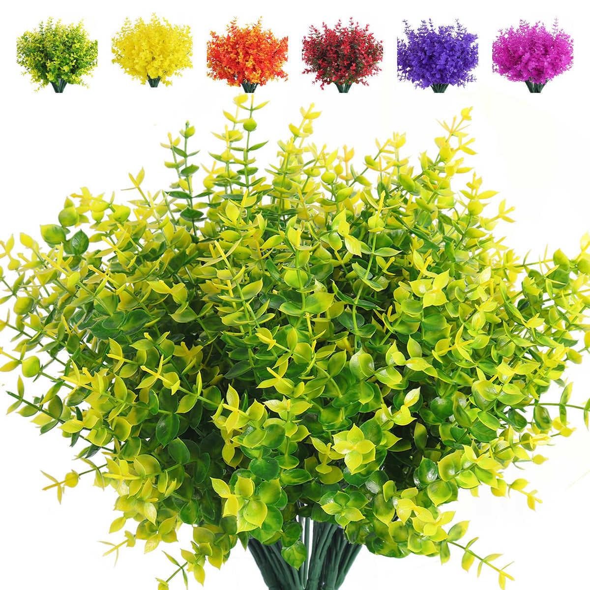 RECUTMS Artificial Flowers,Fake Boxwood Outdoor UV Resistant Plants,8 Packs