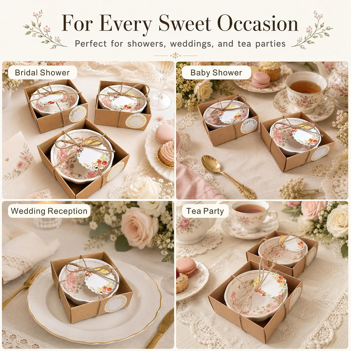 bridal shower gifts for guests 10 Pack Mini Floral Ceramic Dishes 3.9 Inch