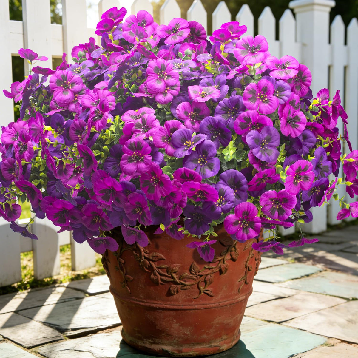 16 Artificial Pansy Faux Fall Flowers Outdoor UV Resistant No Fade Yellow