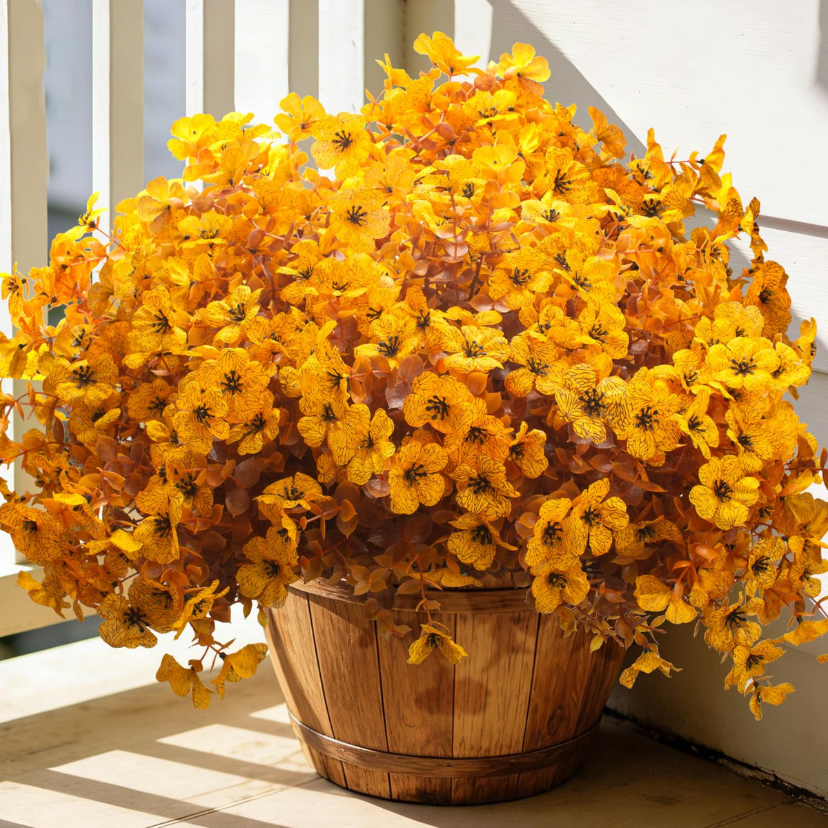 Grunyia 20 Bundles UV Resistant Artificial Fall Flowers - Fake Autumn Plants for Autumn Indoor Outdoor Garden Patio Fireplace Window Box Kitchen Home Decor (Fall Orange Mix)
