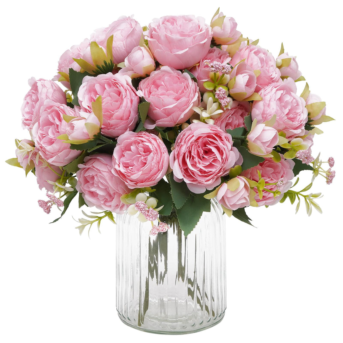 4 Packs Peonies Artificial Flowers, Pinkish-Purple Silk Artificial Peonies