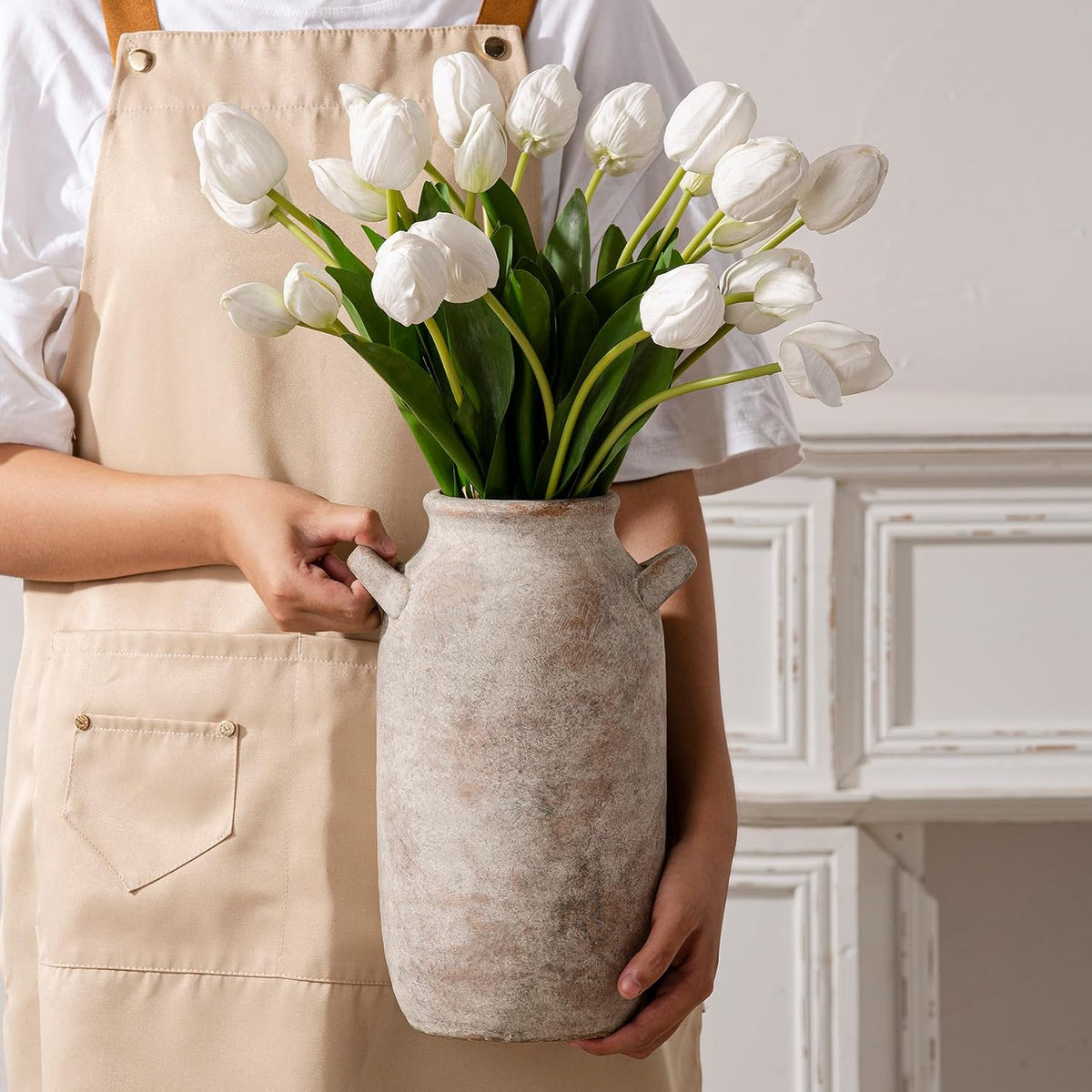 Vanselia Ceramic Flower Vase Home Decor Living Room Table Vases (12" Retro)