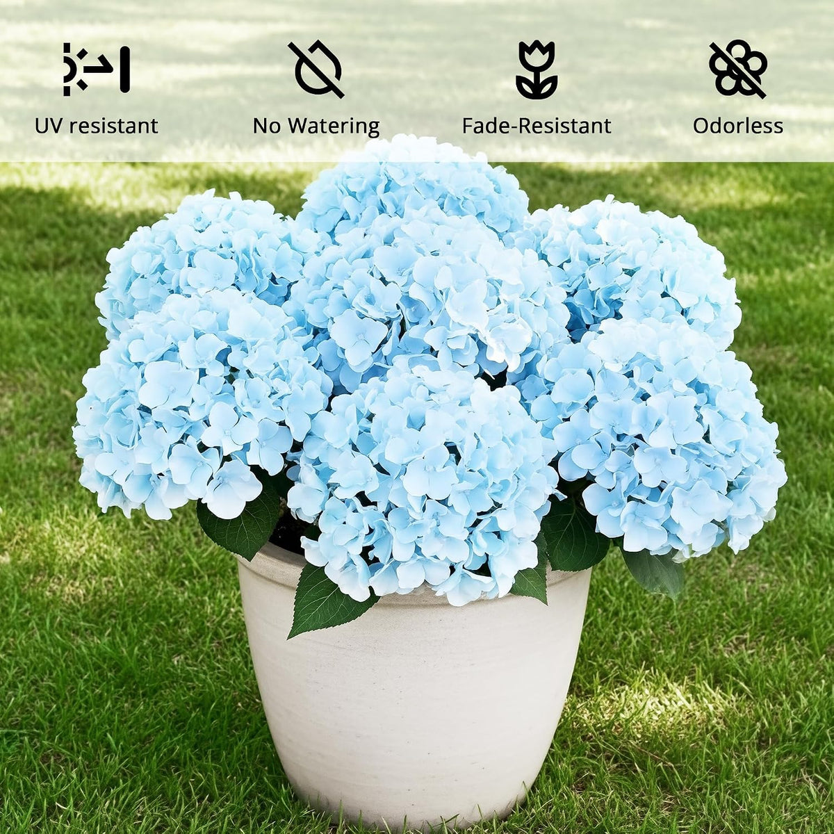 Auihiay 6 Bundles Blue Hydrangea Artificial Flowers for Outdoors and Indoor