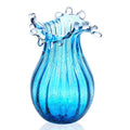 Green Glass Bubble Vase for Flowers, 8.5" Blown Glass Vase for Home Decor