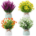 Cindeer 4 Pcs Large Artificial Potted Flowers Classic Potted Plants
