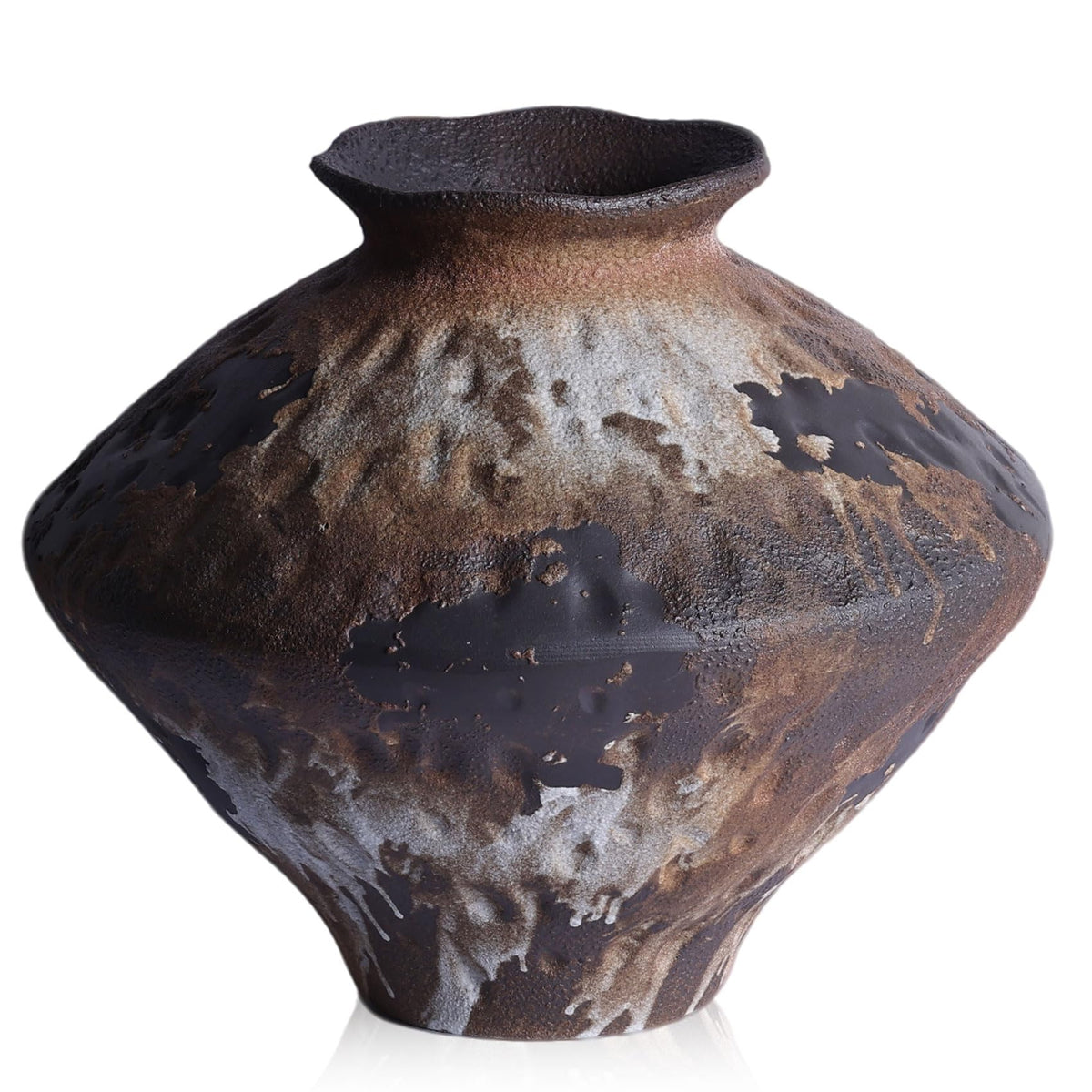 Wabi Sabi Rusty Vintage Vase, 6.3" Tall Wabi Sabi Decor Rustic Farmhouse Pottery Vase for Centerpiece, Textured Pottery Flower Vases for Home Decorative, Table, Living Room, Bedroom, Bathroom, Kitchen