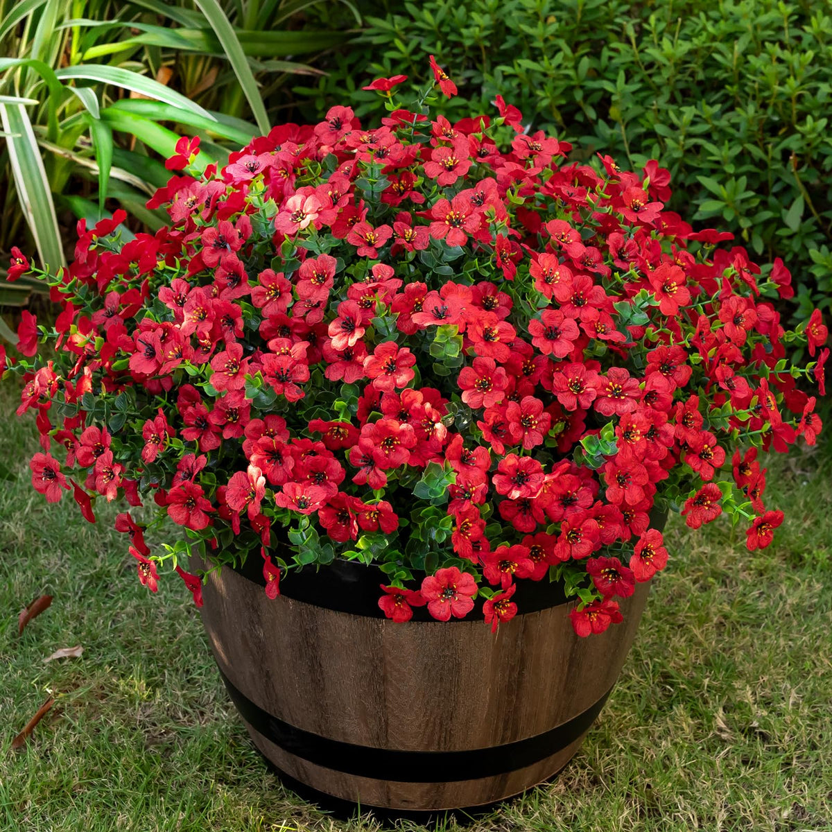 Lnoicy 20 Bundles Artificial Flowers for Outdoor Fake Plants for Spring Decoration,Faux Eucalyptus Flowers for Planter UV Resistant Lifelike for Home Porch Garden（7 Color）
