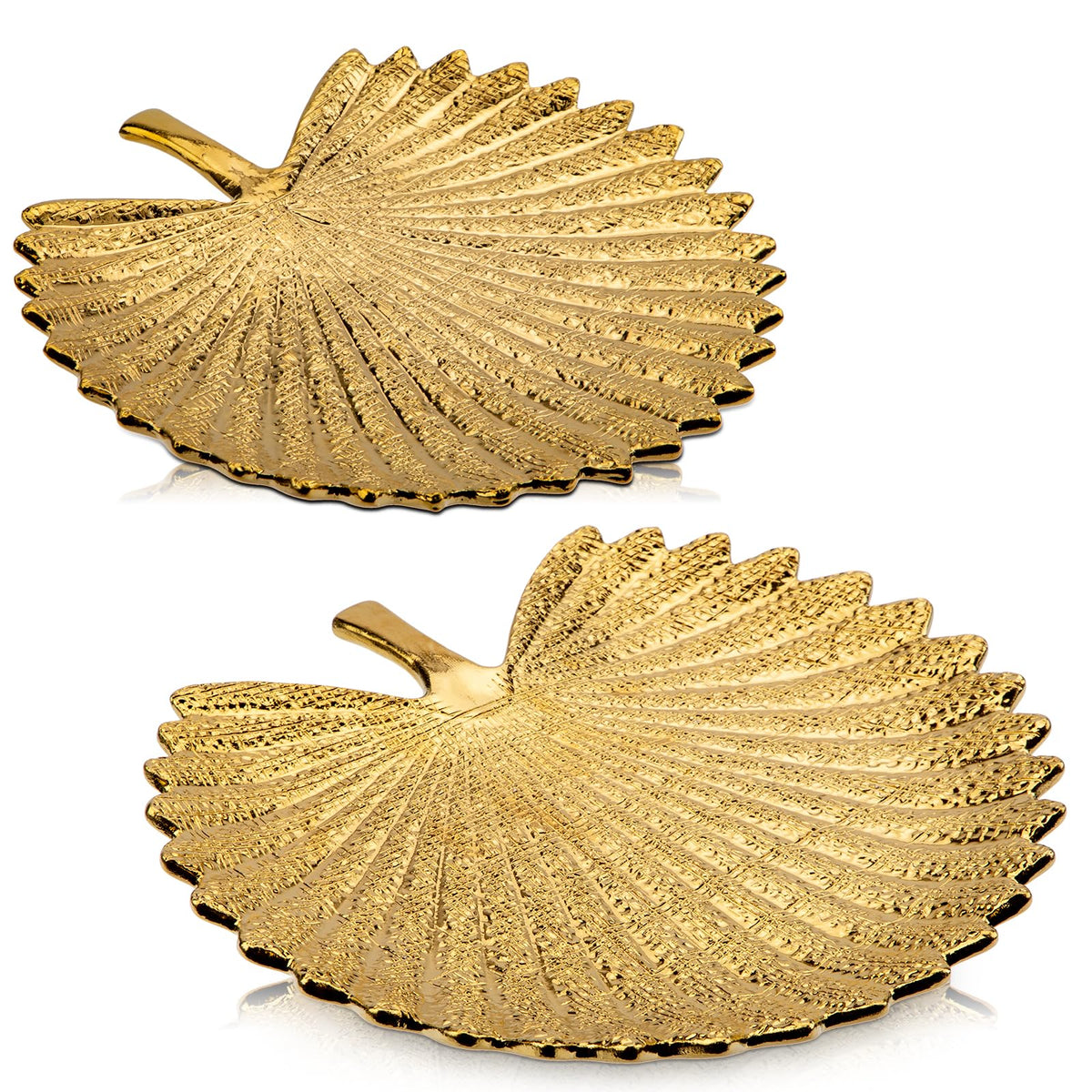Ceramic Leaf Shaped Decorative Tray, Black Gold Monstera Leaf Plate 12.6"x11" for Jewelry, Keys, Snack, Candle Holder, Modern Table Centerpiece Home Decor