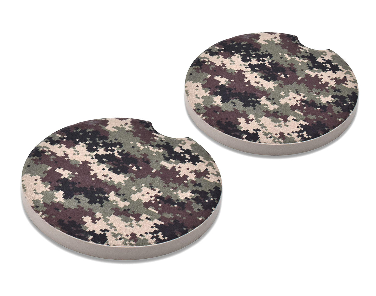 Elektroplate Steel Diamond Pattern Automotive Ceramic Coasters Set of 2