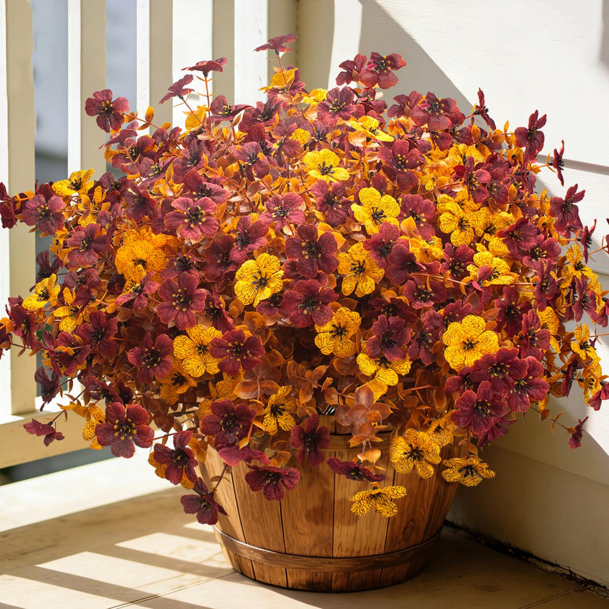 Grunyia 20 Bundles UV Resistant Artificial Fall Flowers - Fake Autumn Plants for Autumn Indoor Outdoor Garden Patio Fireplace Window Box Kitchen Home Decor (Fall Orange Mix)