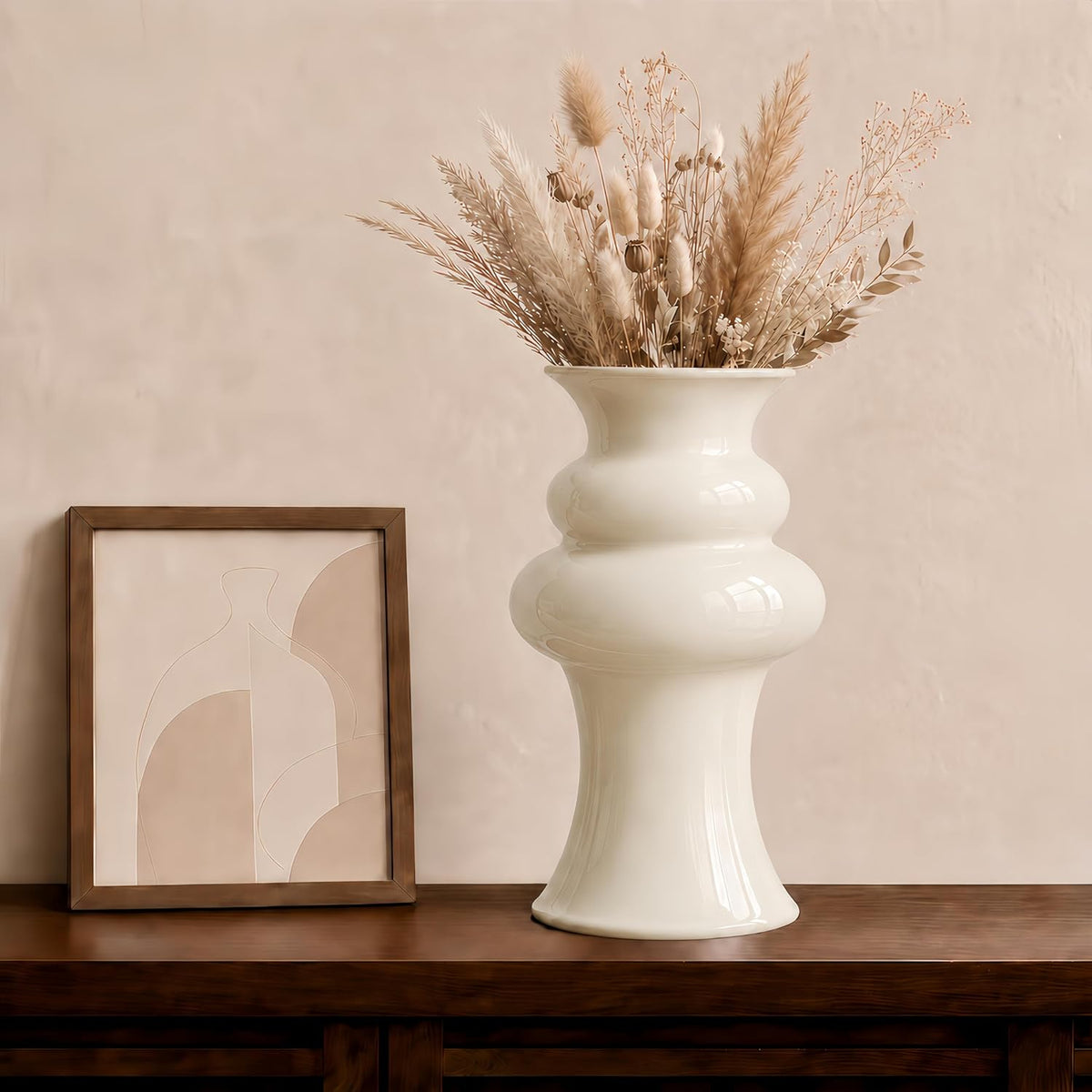 Ivory Cloud-Inspired Decorative Ceramic Flower Vase, Modern Home Decor