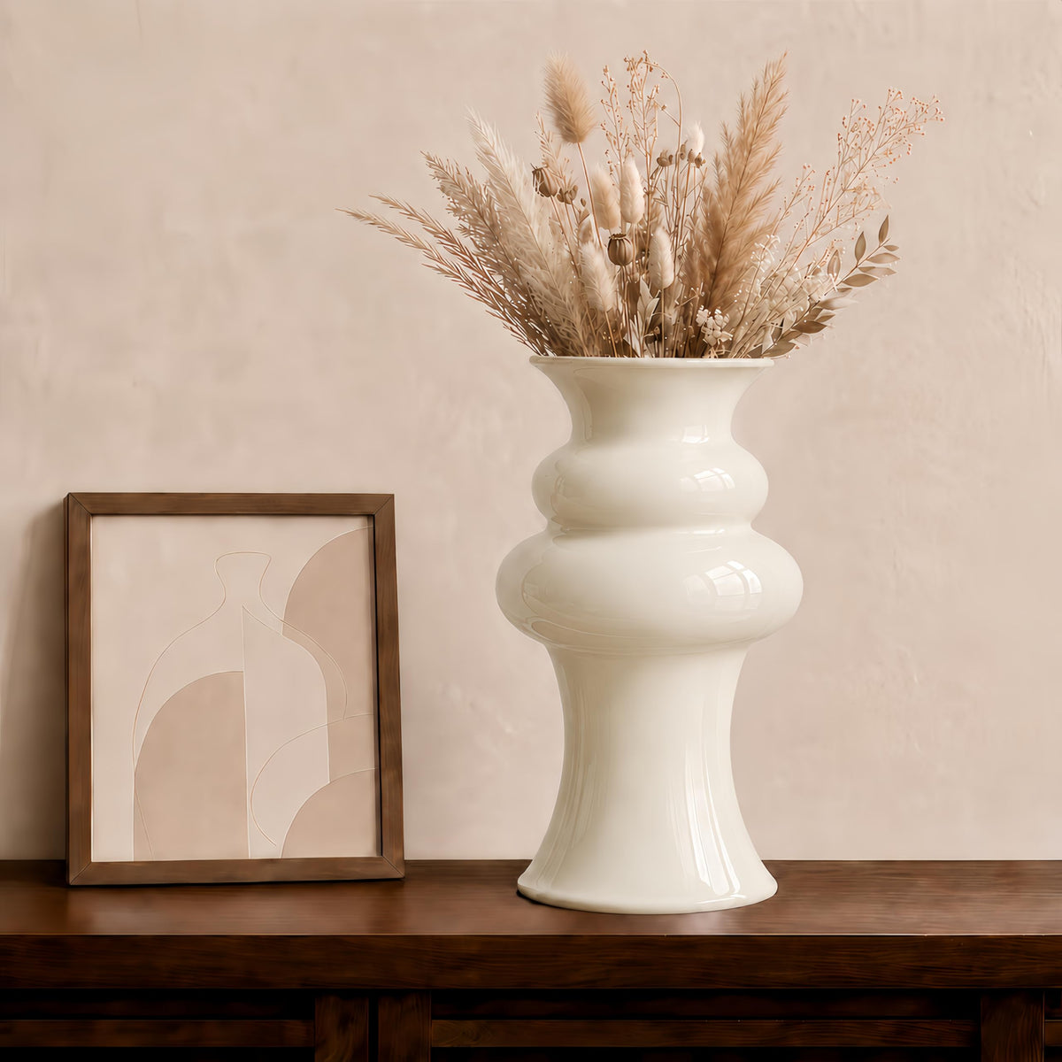 Ivory Cloud-Inspired Decorative Ceramic Flower Vase, Modern Home Decor