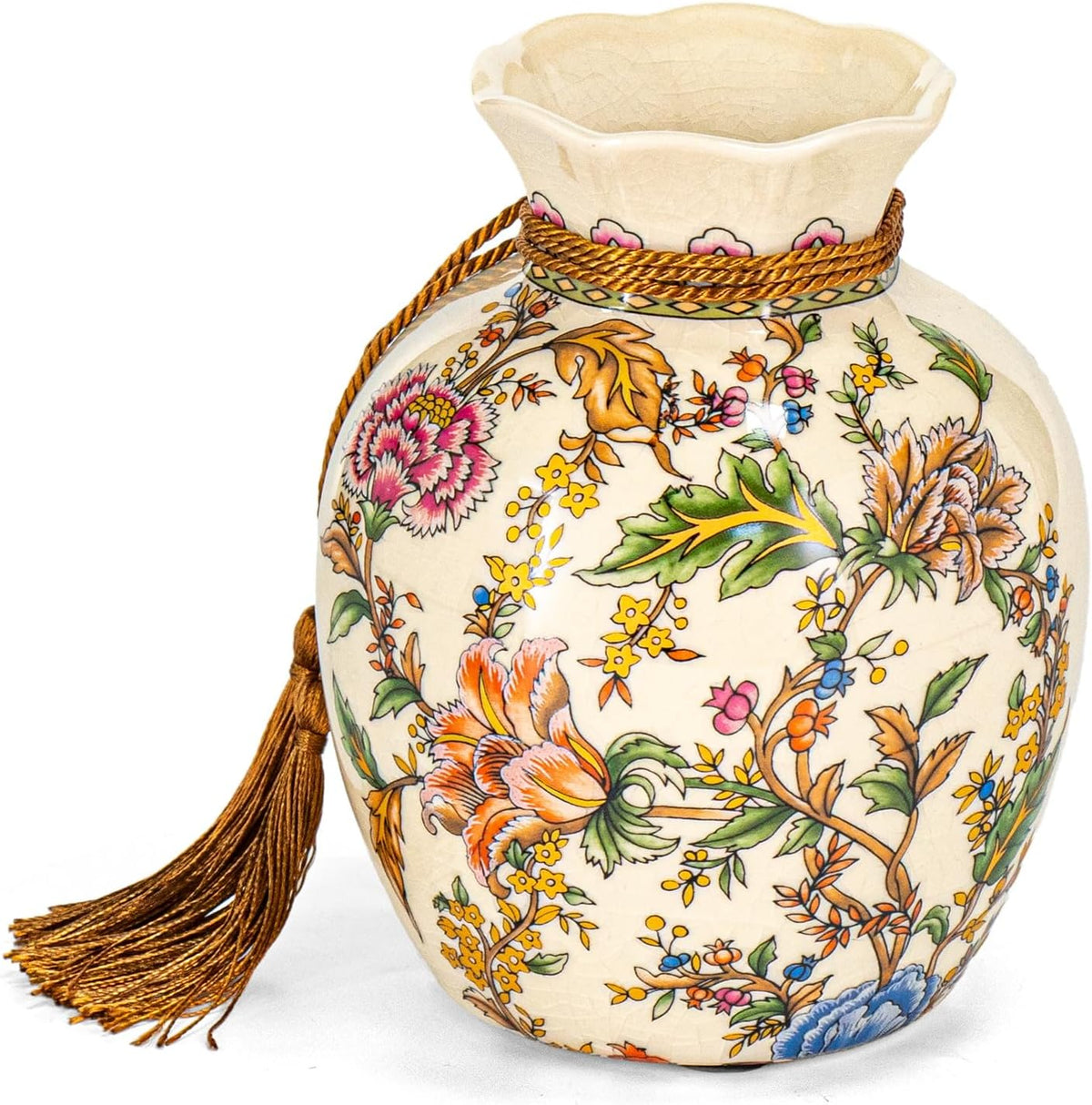 KAMMAK Colored Ceramic Vase, Beautiful Hand-Painted Decorative Vase, LZ038