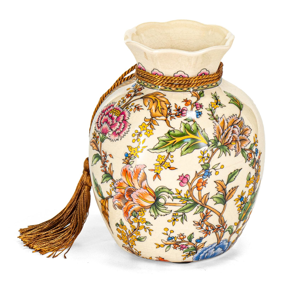 KAMMAK Colored Ceramic Vase, Beautiful Hand-Painted Decorative Vase, LZ038