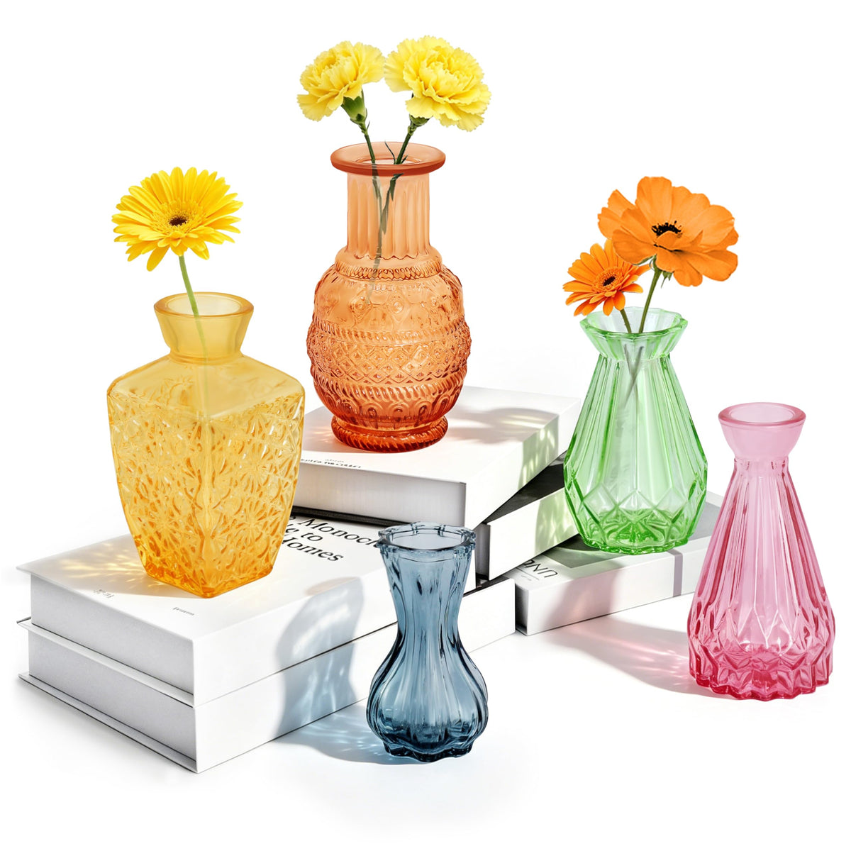 Glass Bud Vases in Bulk Small Mini Green Vase for Flowers 17pc