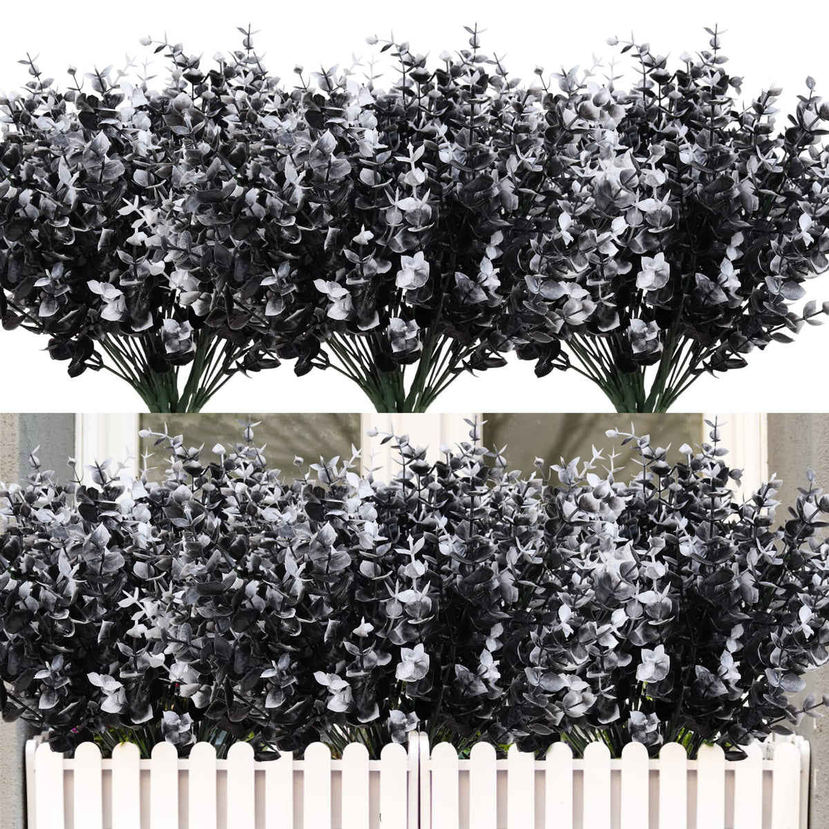 RECUTMS Artificial Flowers,Fake Boxwood Outdoor UV Resistant Plants,8 Packs